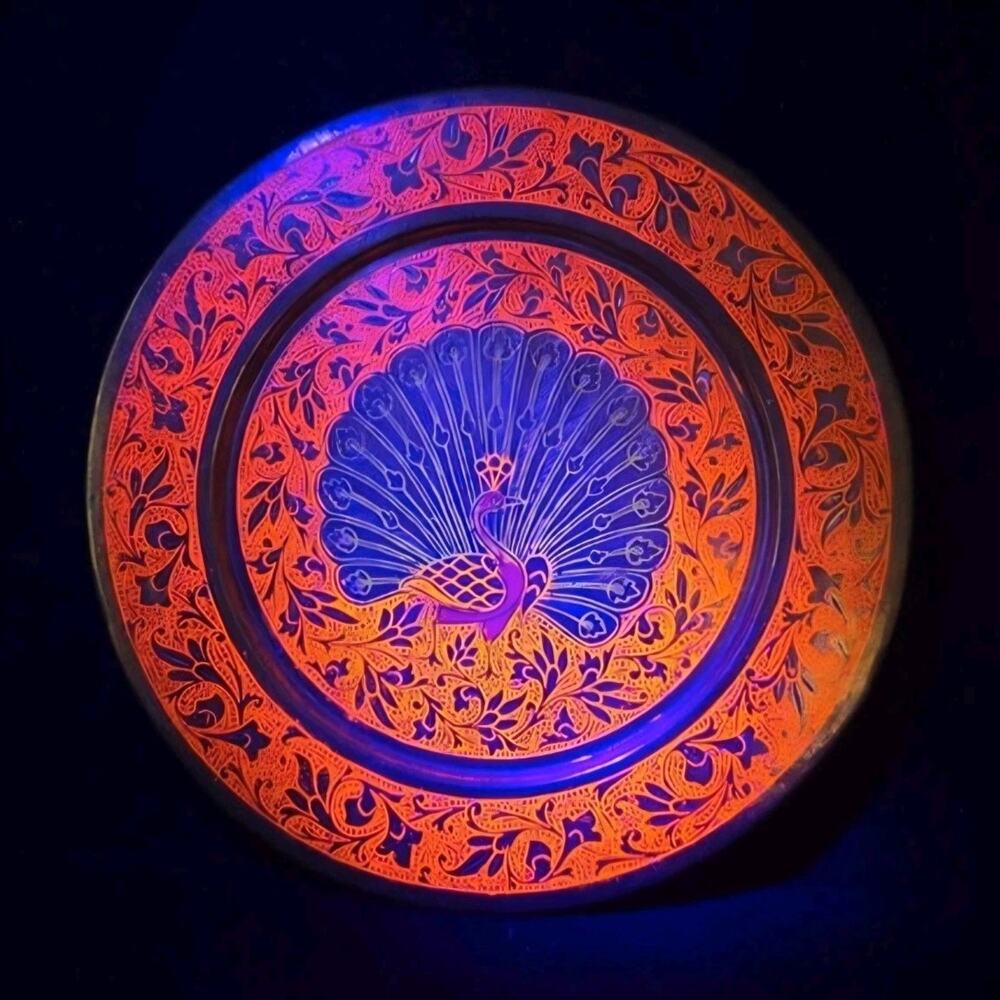 Round Peacock Decorative Brass Collector Plate Indian